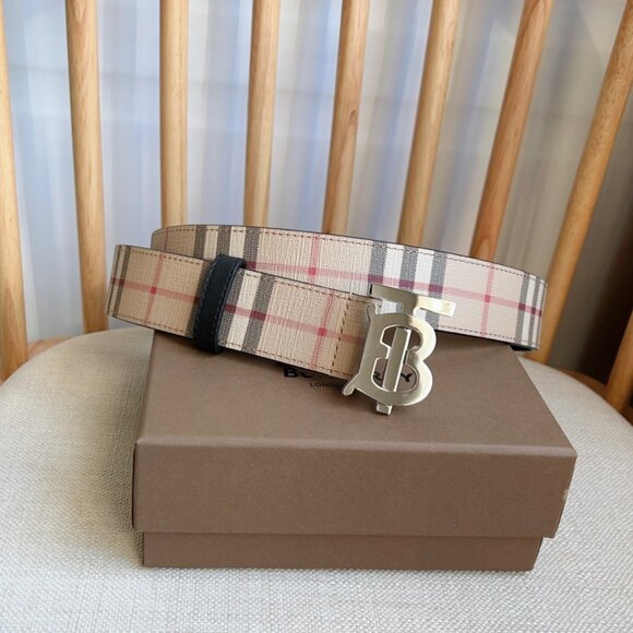 Burberry Reversible Check TB Belt | Brown | FARFETCH BN Burberry Men\'s Belt